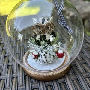 MacKenzie-Childs Courtly Check Owl Cloche Xmas Holiday Ornament. Box Included